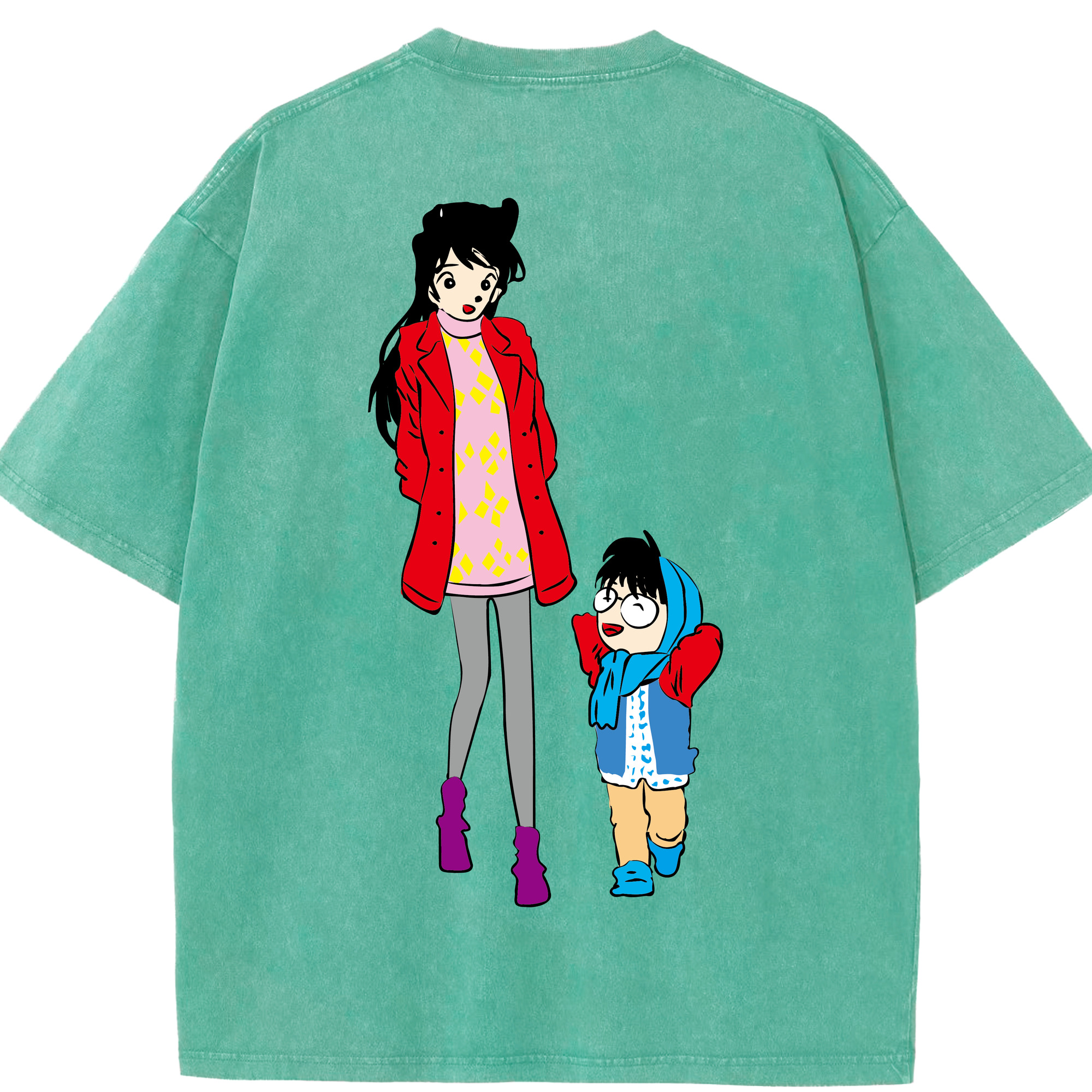 （画像用） 名探偵コナン 江戸川 コナン Detective Conan Conan Edogawa 綿100% ヴィンテージ風 半袖Tシャツ（背面プリント）